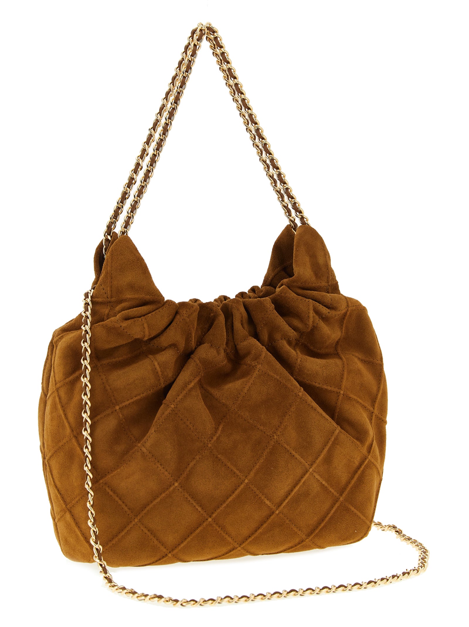 Tory Burch Fleming Mini Quilted Leather Shoulder Bag Brown