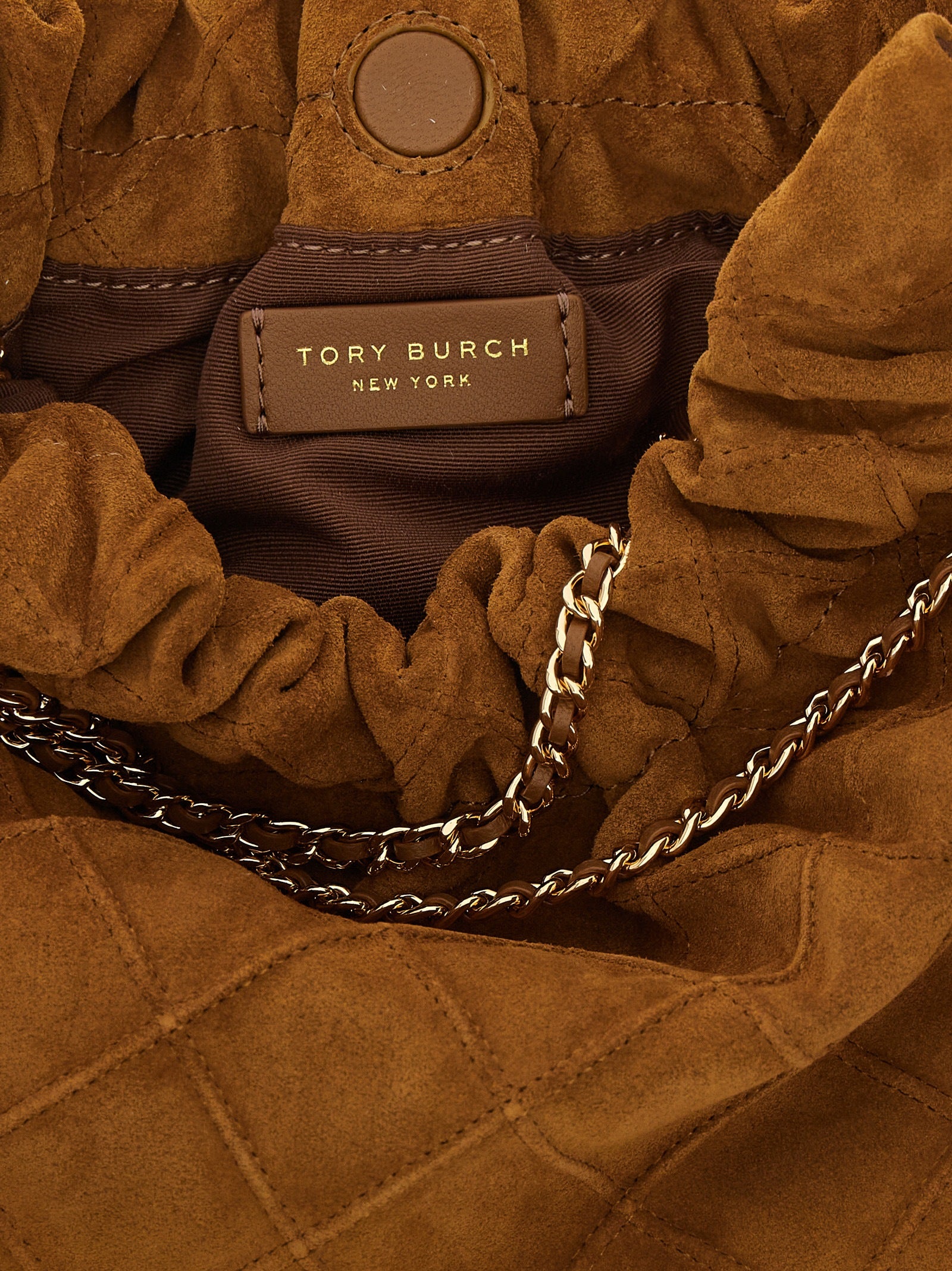 Tory Burch Fleming Mini Quilted Leather Shoulder Bag Brown