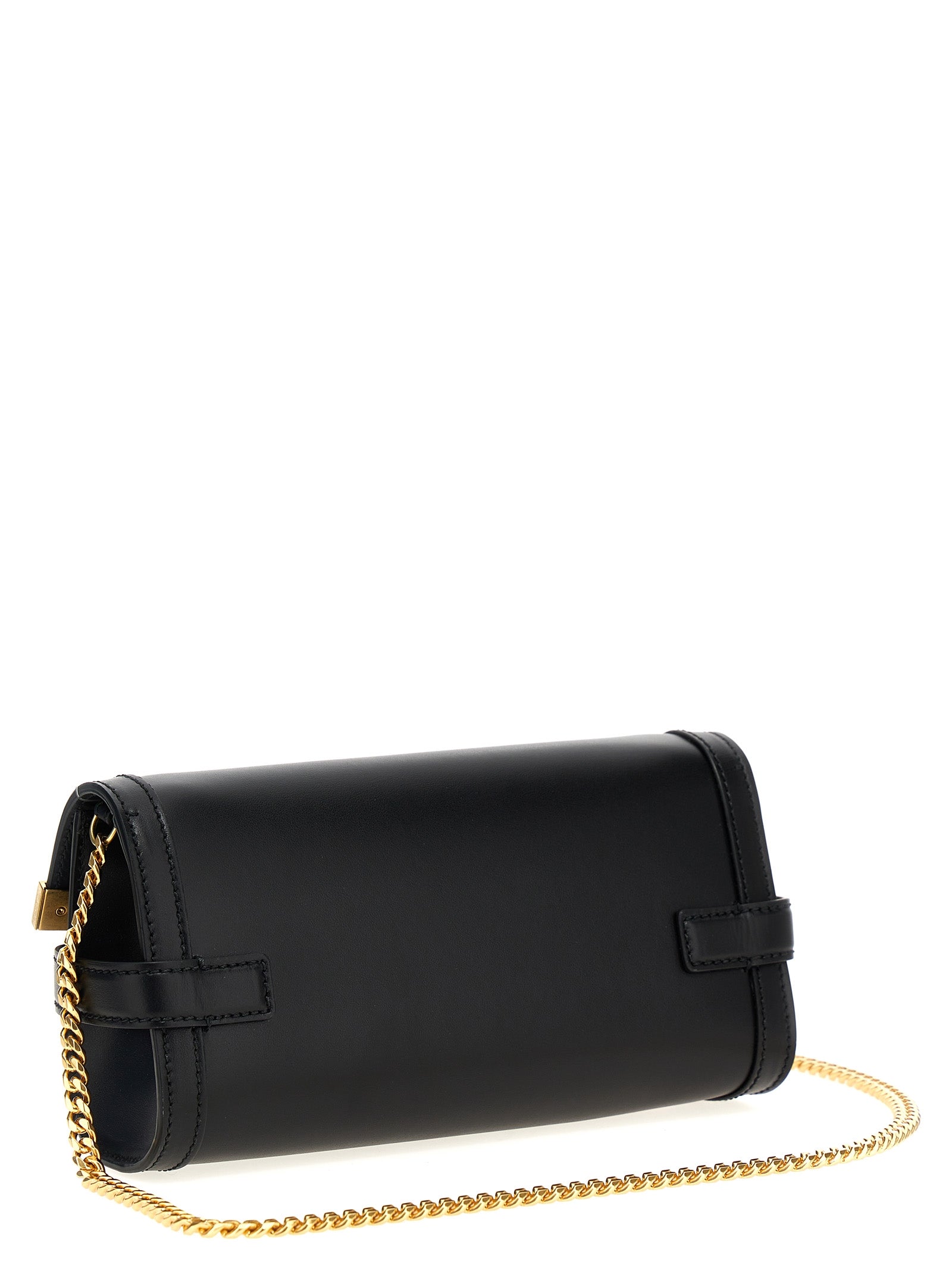 Balmain B-Buzz 23 Leather Wallet on Chain Black