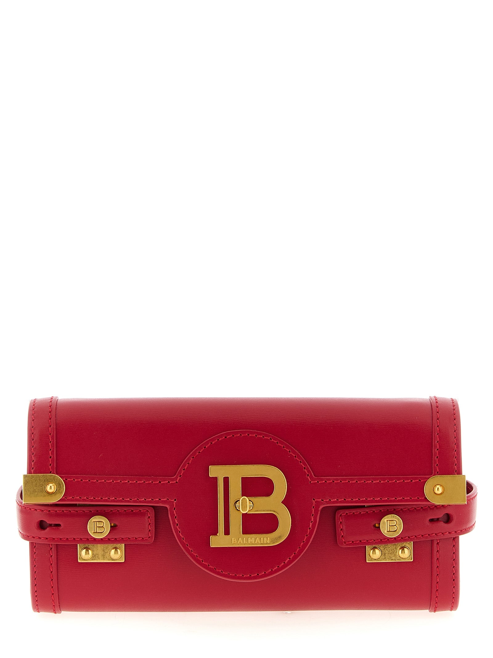 Balmain B-Buzz 23 Leather Wallet on Chain Fuchsia