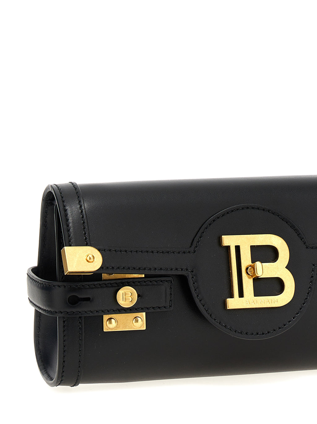 Balmain B-Buzz 23 Leather Wallet on Chain Black