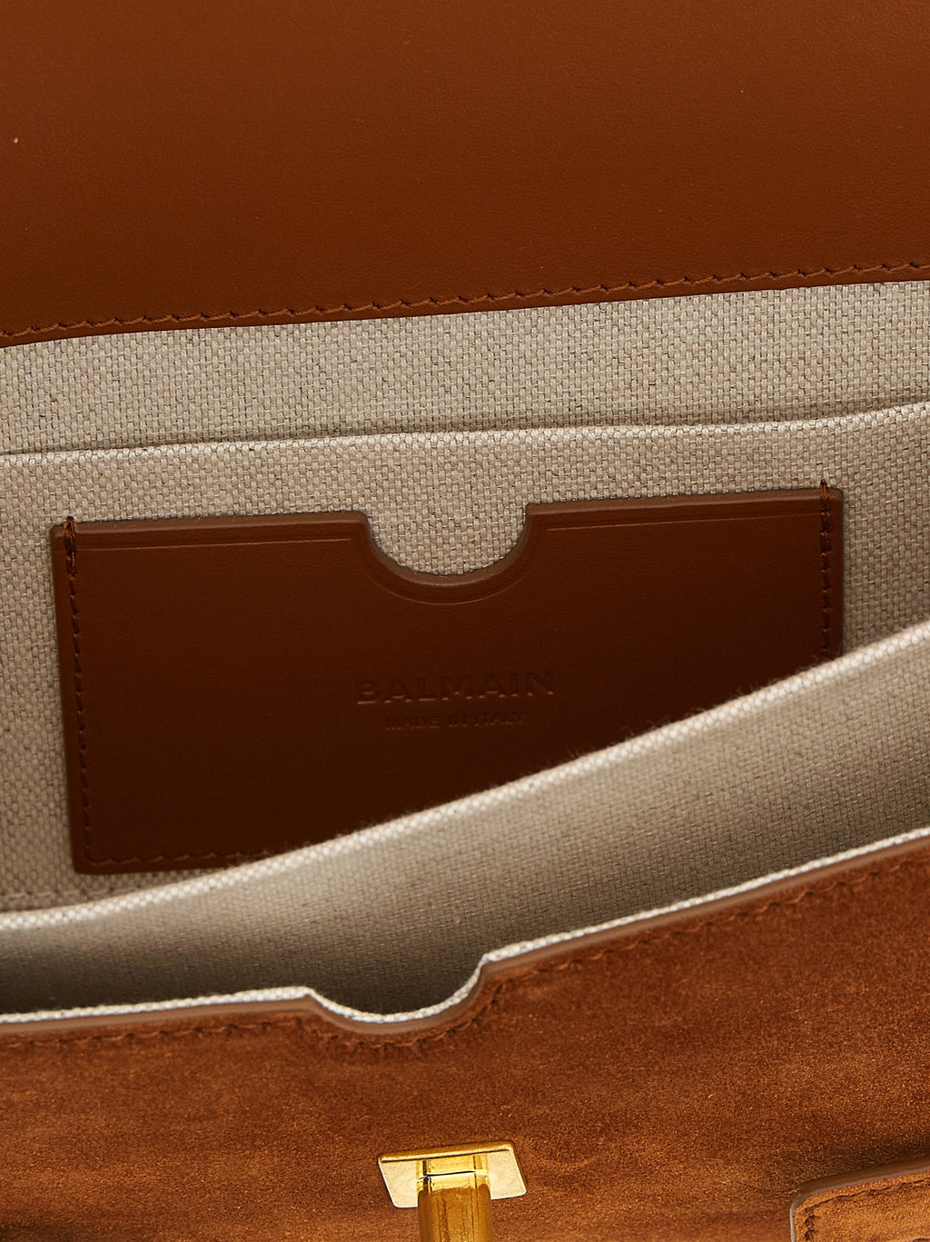Balmain B-Buzz 24 Suede Handbag Cognac