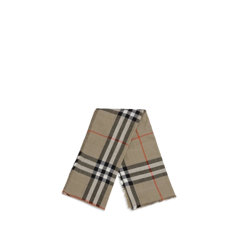 Burberry Check Reversible Wool Silk Scarf Archive Beige