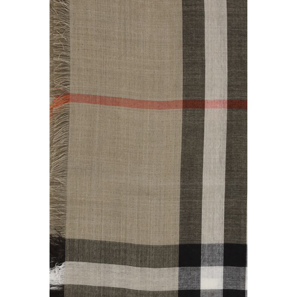 Burberry Check Reversible Wool Silk Scarf Archive Beige