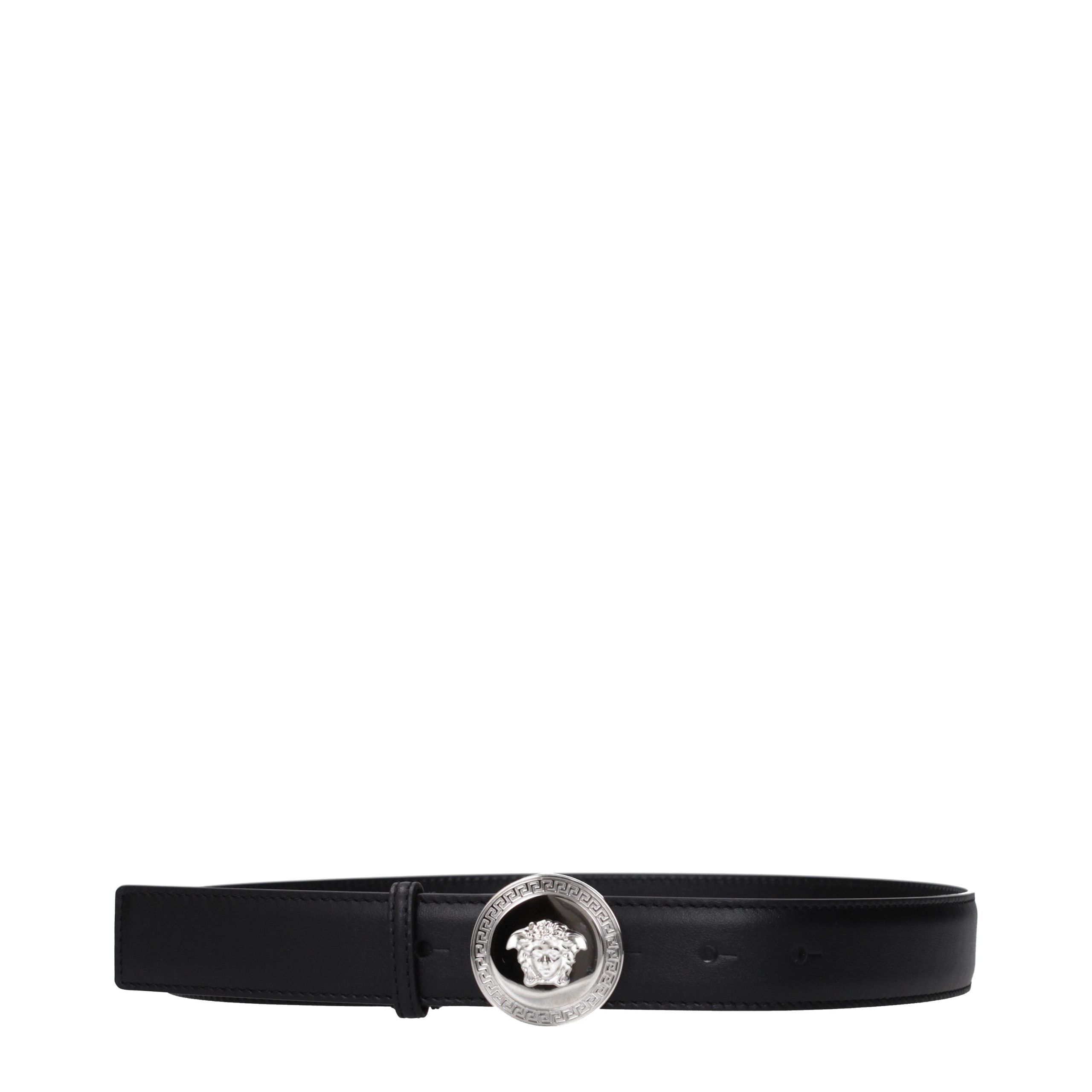 Versace Medusa Leather Belt Black Silver Medusa