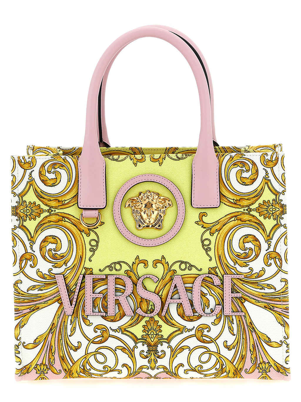 Versace Spring Barocco Canvas Tote Bag Pink