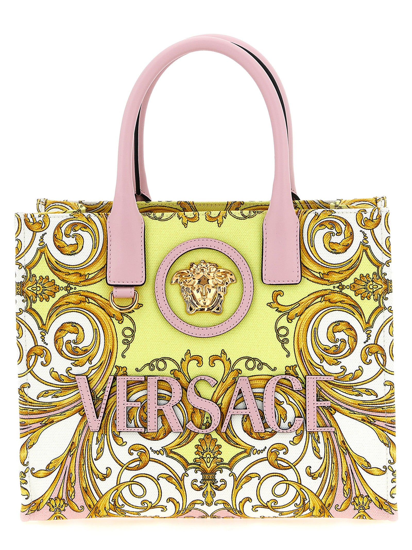 Versace Spring Barocco Canvas Tote Bag Pink