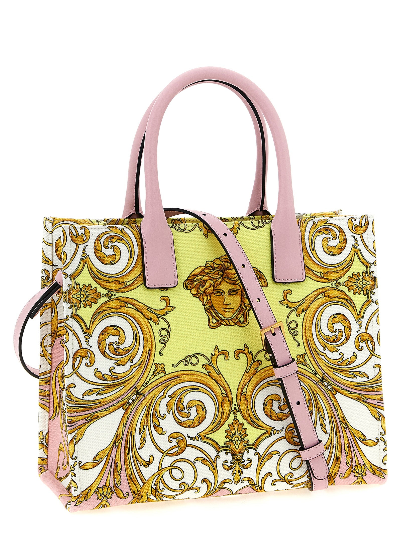 Versace Spring Barocco Canvas Tote Bag Pink
