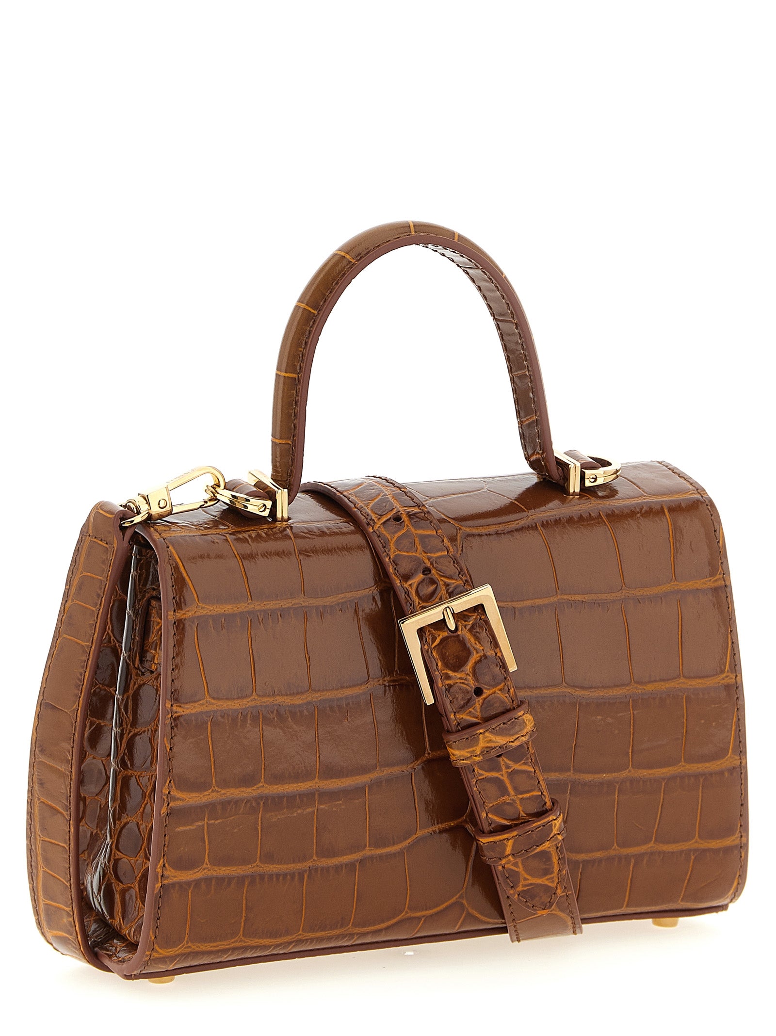 Versace Medusa '95 Croc-Embossed Handbag Cognac