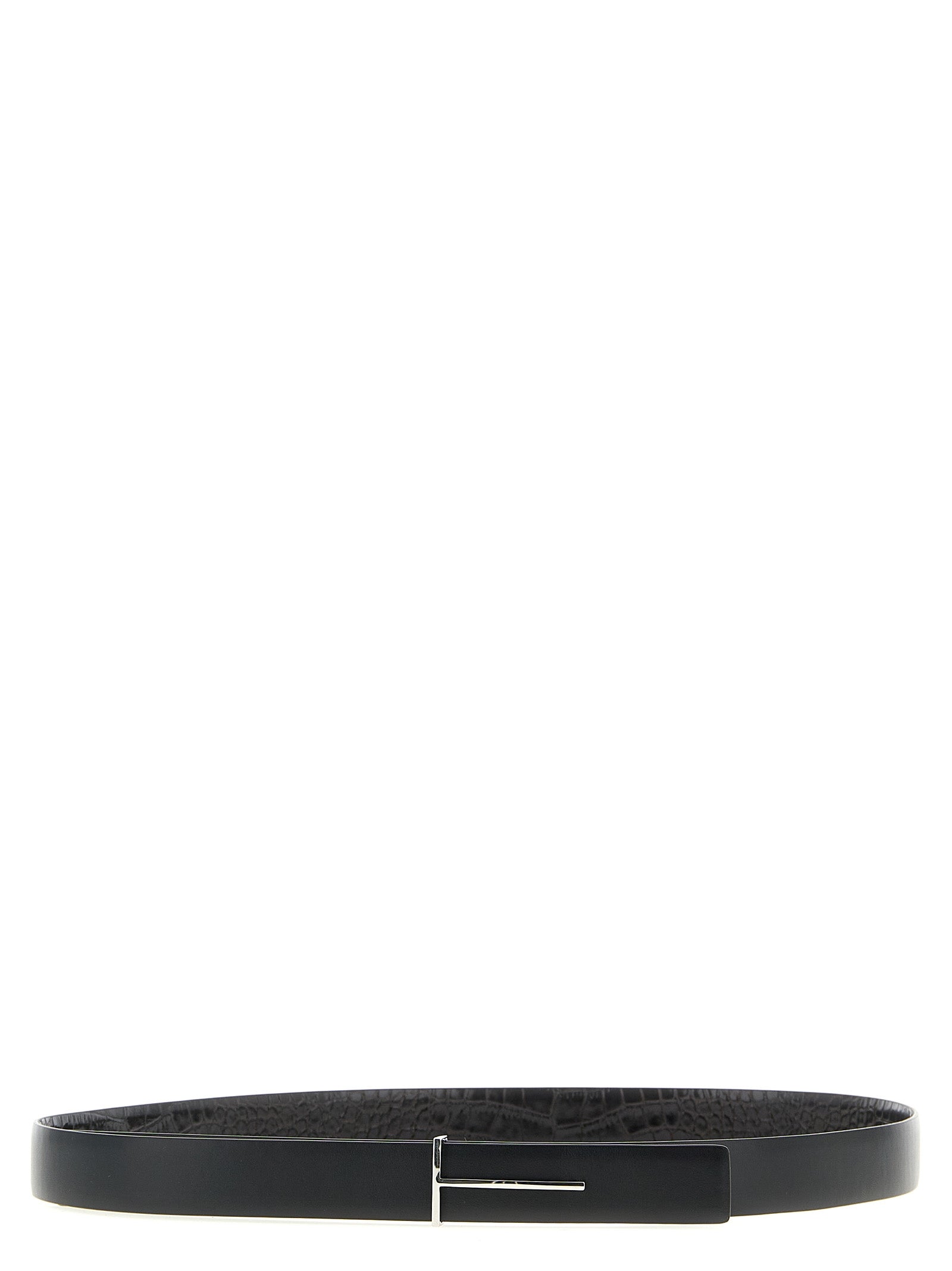 Tom Ford Reversible Python Print Leather Belt Black