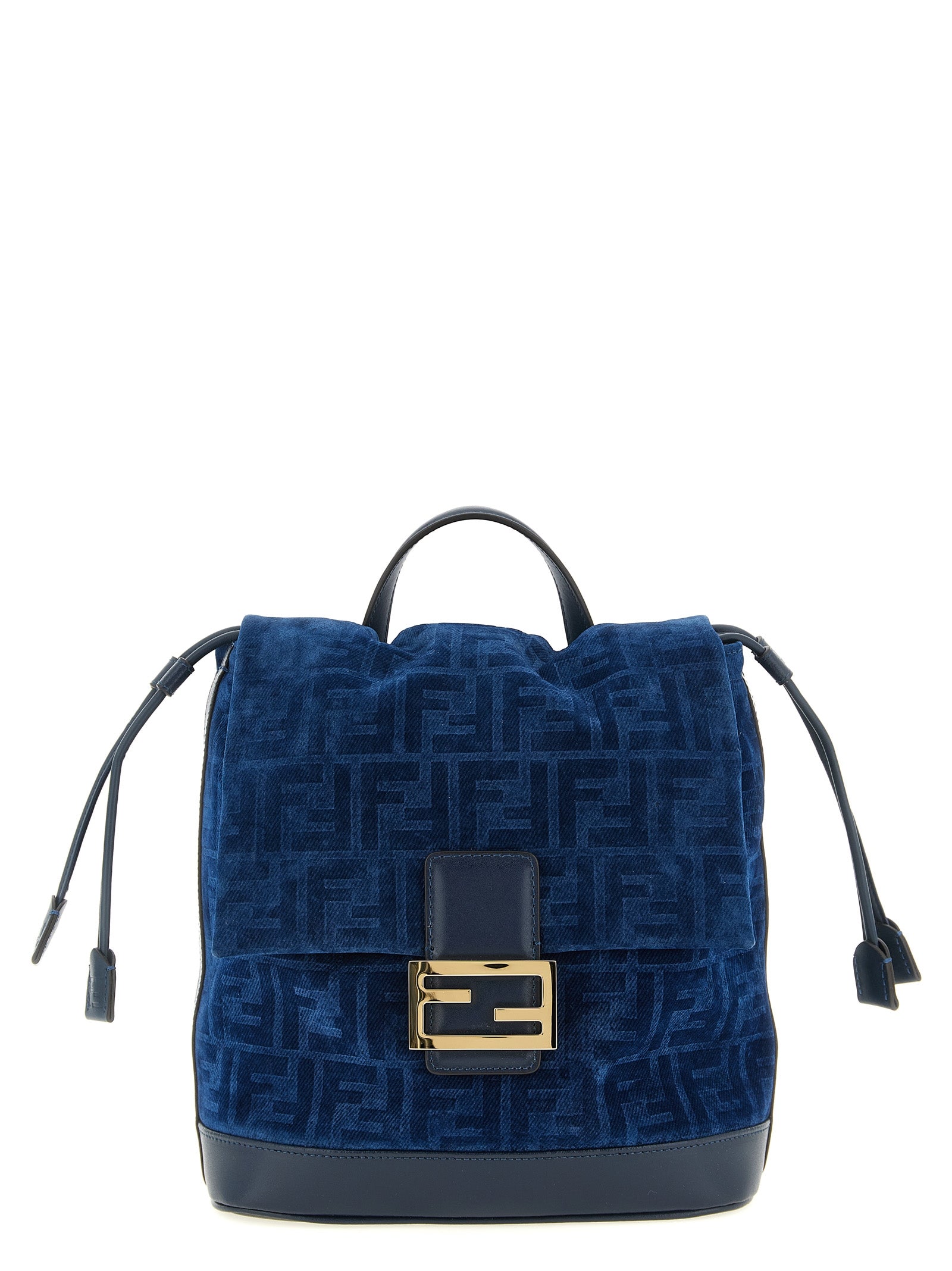 Fendi FF Flocked Denim Backpack Blue
