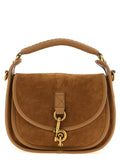 Burberry B Clip Small Suede Handbag Tan
