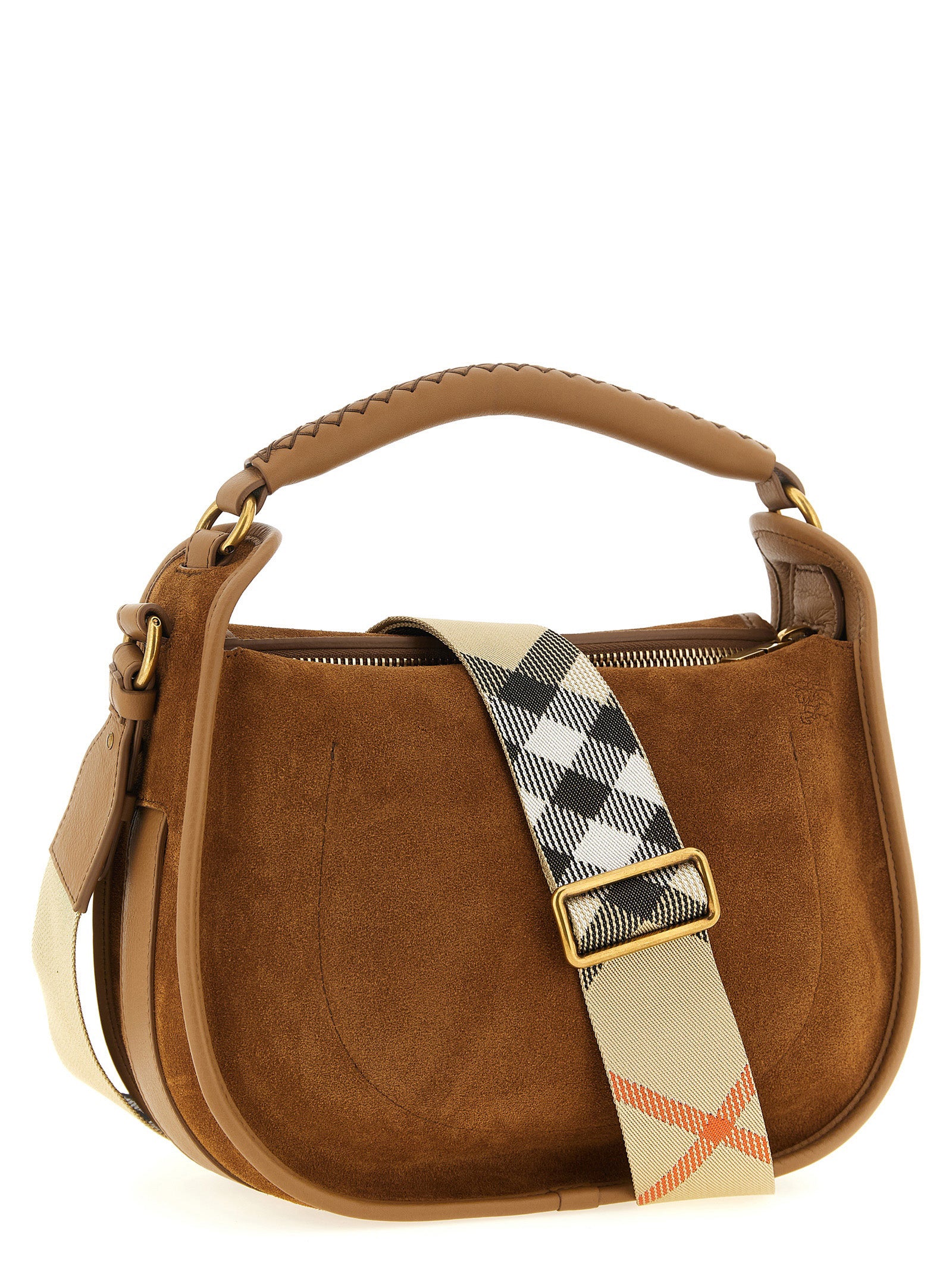 Burberry B Clip Small Suede Handbag Tan