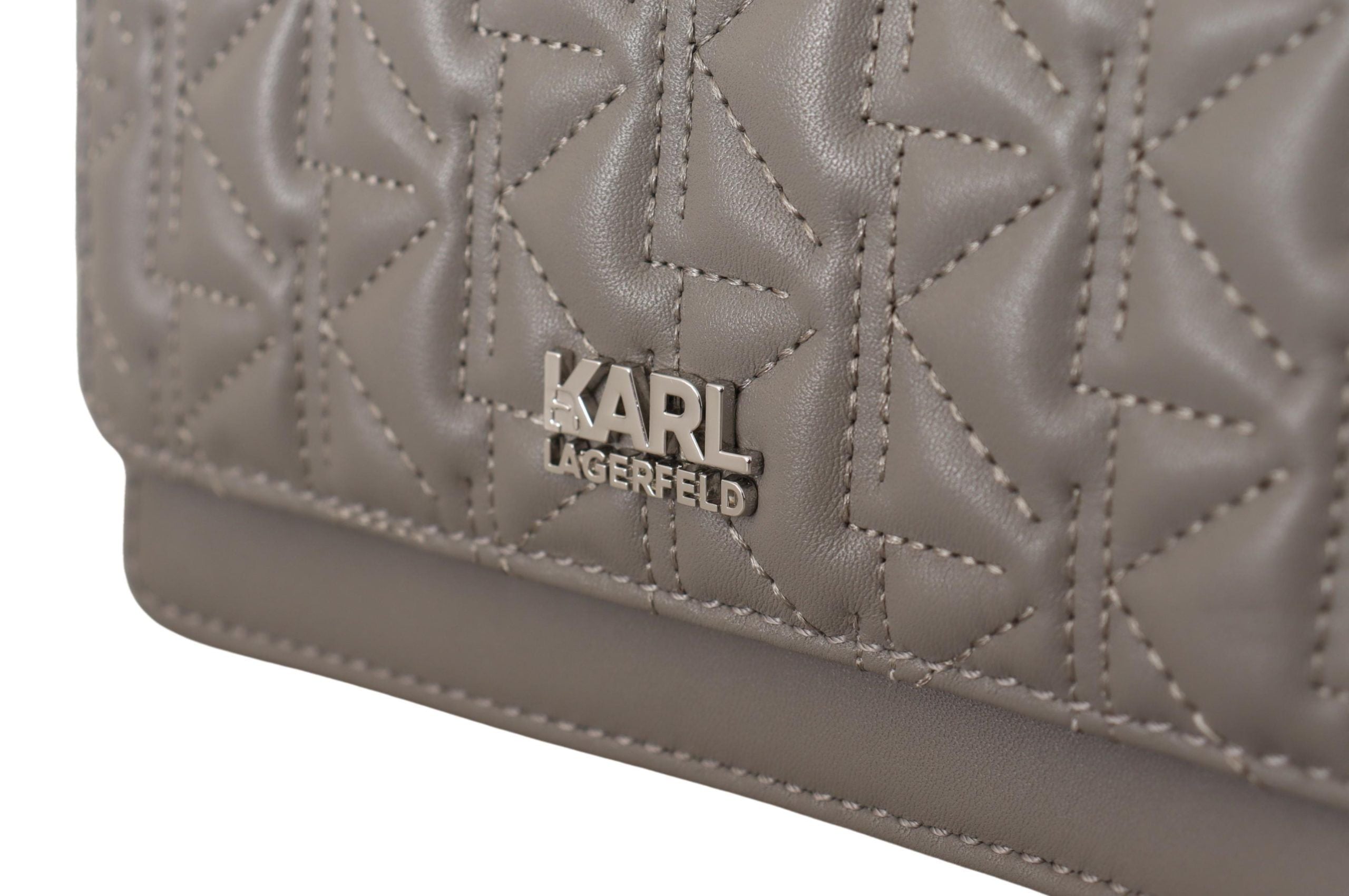 Karl Lagerfeld K/Kurl Quilted Crossbody Bag in Light Grey