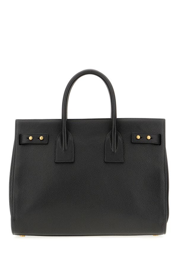 Saint Laurent Sac de Jour Medium Top Handle Bag Black Grained Leather YSL Logo