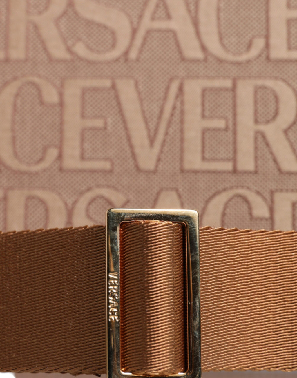 Versace Logo Jacquard Tote Bag Brown