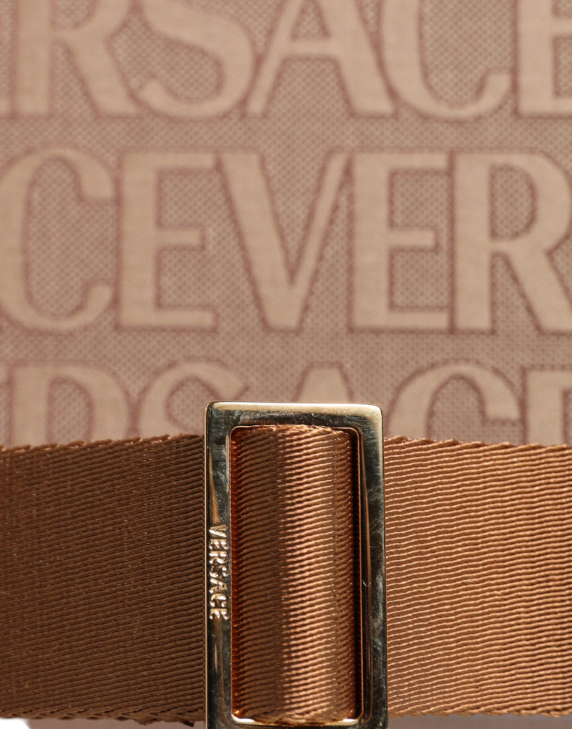 Versace Logo Jacquard Tote Bag Brown