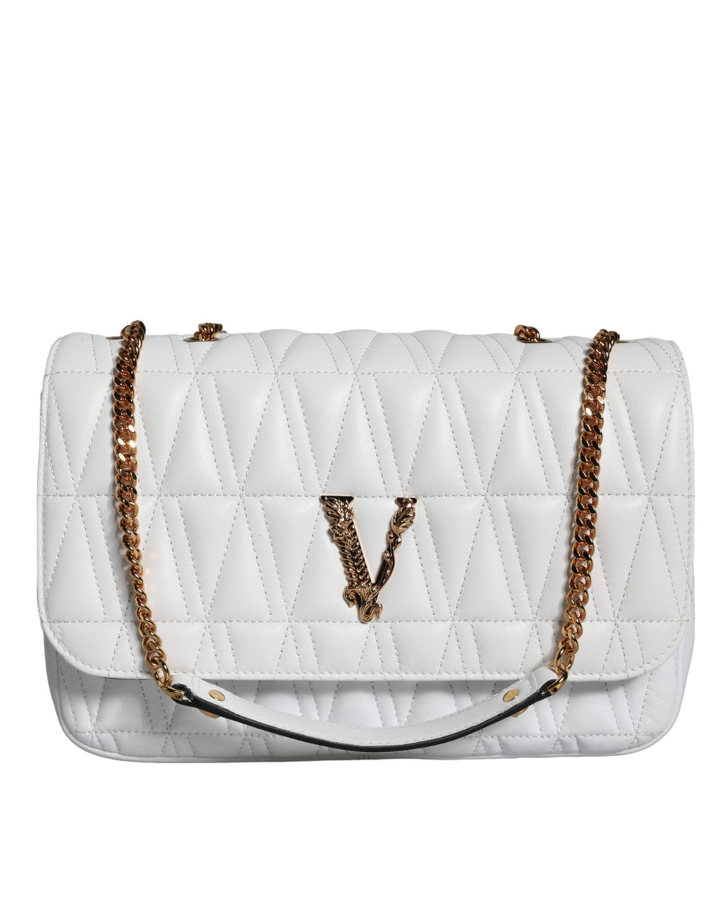 Versace Virtus Quilted Crossbody Bag White
