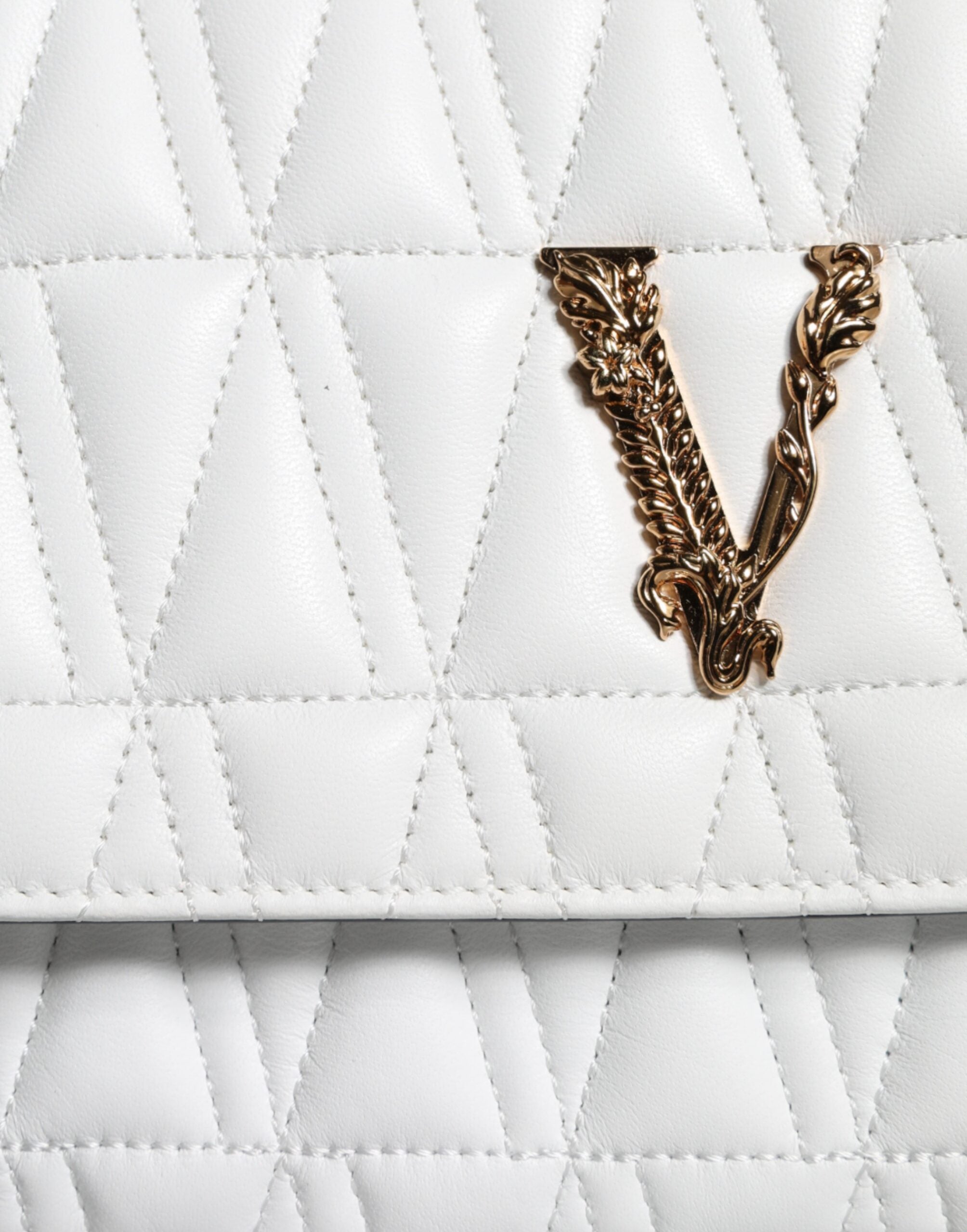 Versace Virtus Quilted Crossbody Bag White