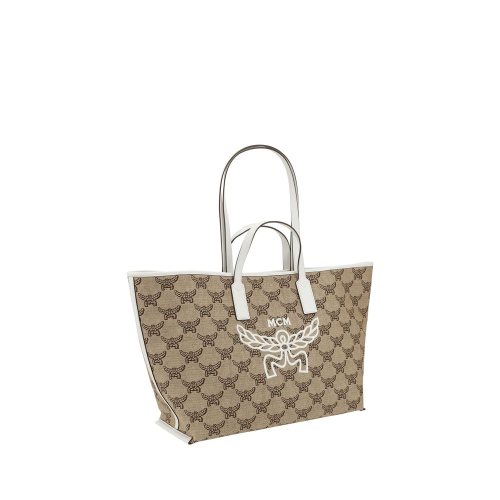MCM Medium Himmel Visetos Tote Bag in Cognac