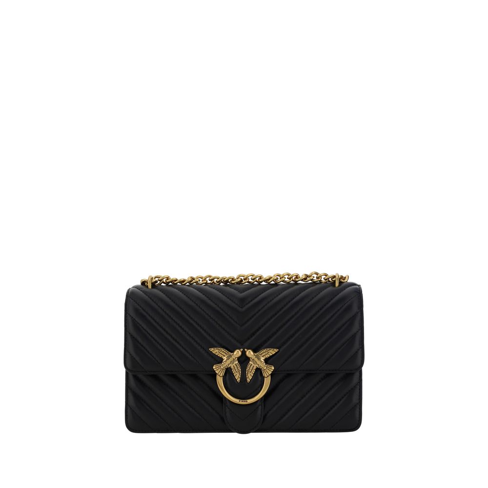 Pinko Love One Classic Medium Shoulder Bag Black Quilted Leather