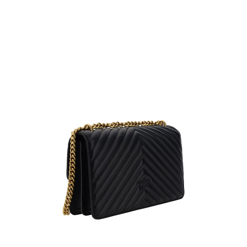 Pinko Love One Classic Medium Shoulder Bag Black Quilted Leather