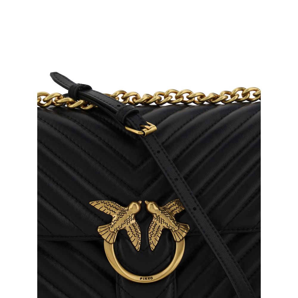 Pinko Love One Classic Medium Shoulder Bag Black Quilted Leather