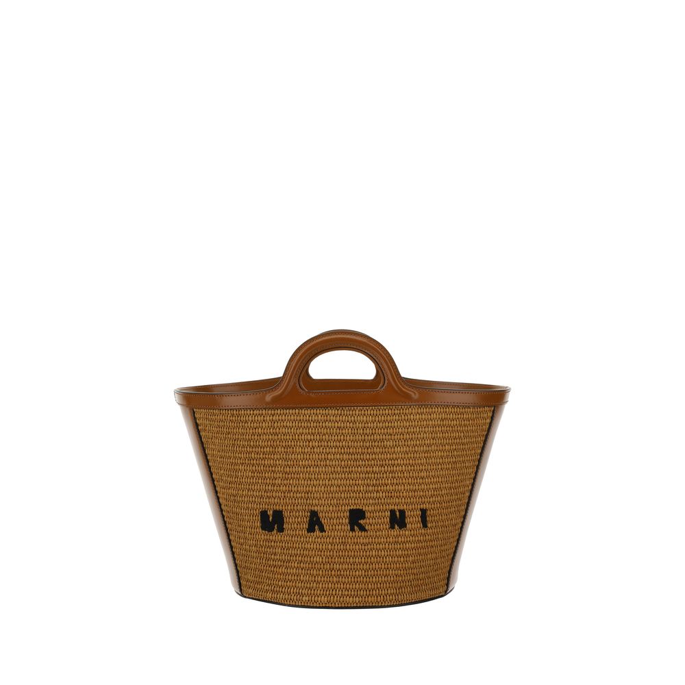Marni Tropicalia Raffia Bucket Bag in Tobacco