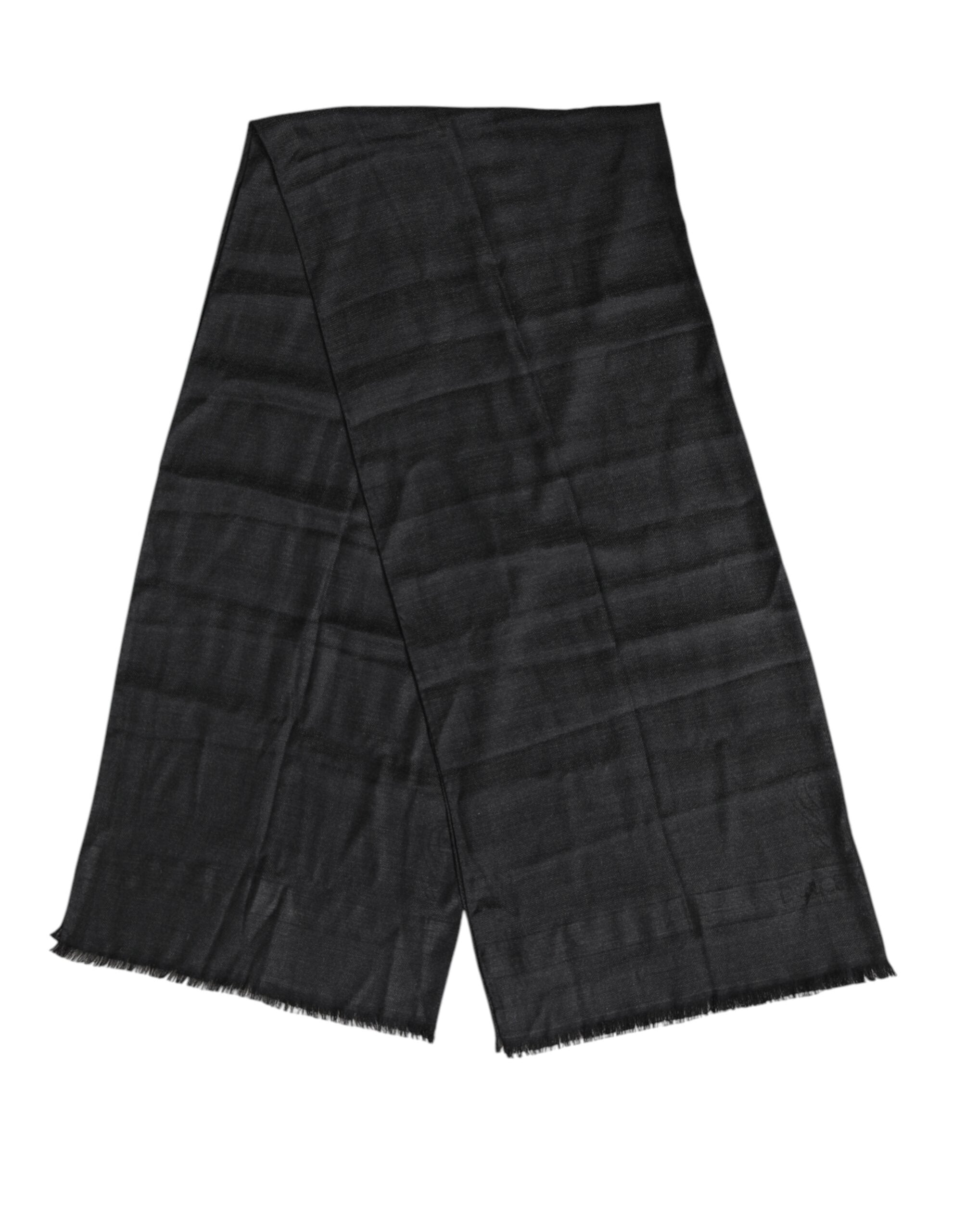 Dolce & Gabbana Dark Gray Cashmere Fringes Neck Warmer Scarf
