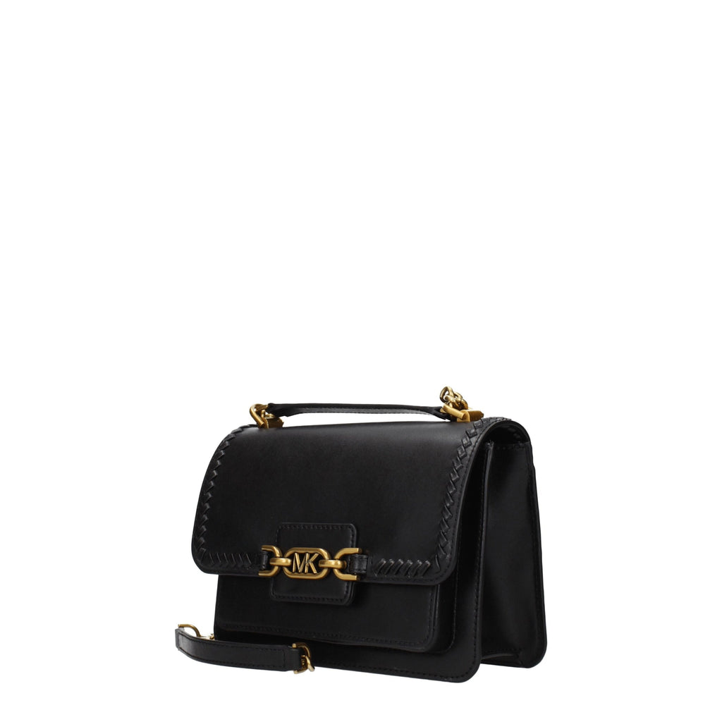 Michael Kors Heather Medium Leather Shoulder Bag Black
