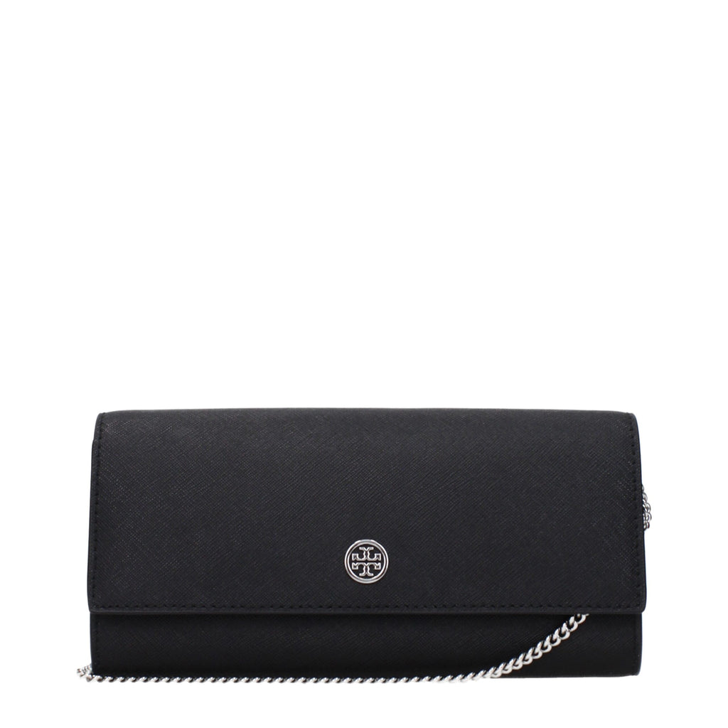 Tory Burch Leather Chain Clutch Black