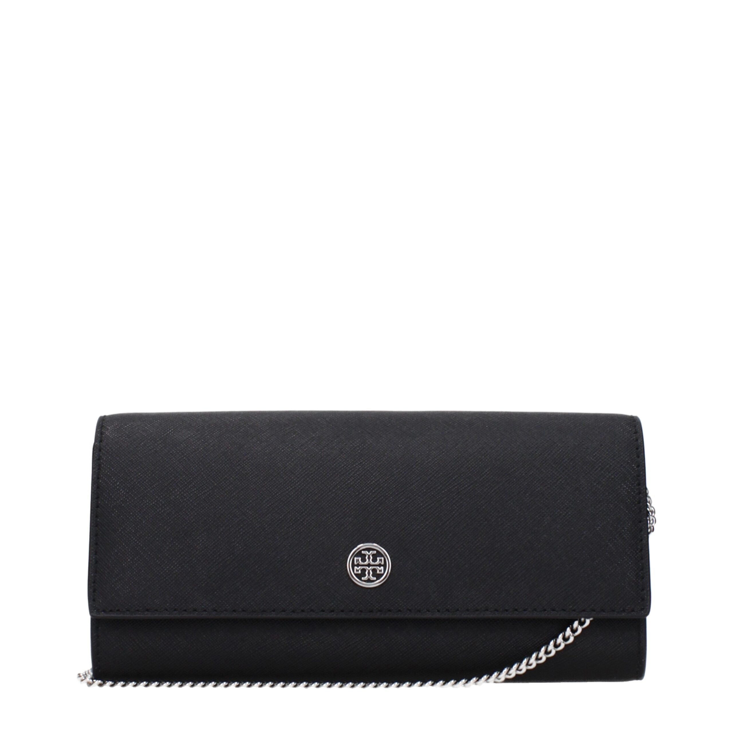 Tory Burch Leather Chain Clutch Black