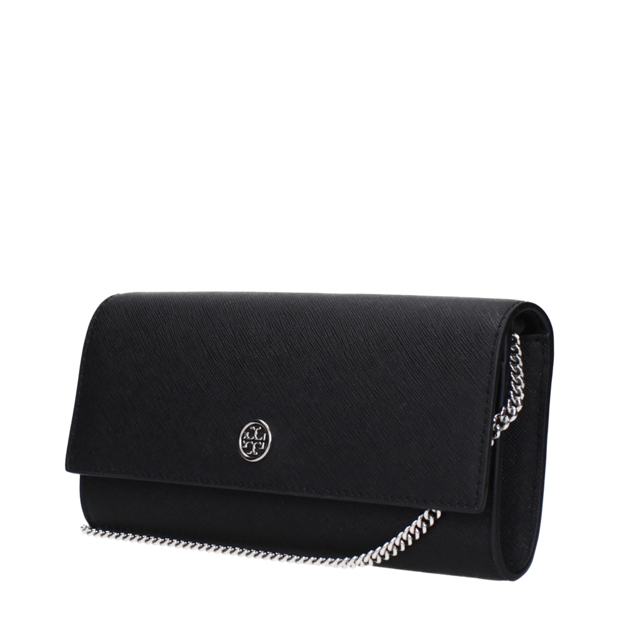 Tory Burch Leather Chain Clutch Black
