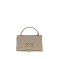 Pinko Mini Love Chevron Shoulder Bag Beige Quilted Leather