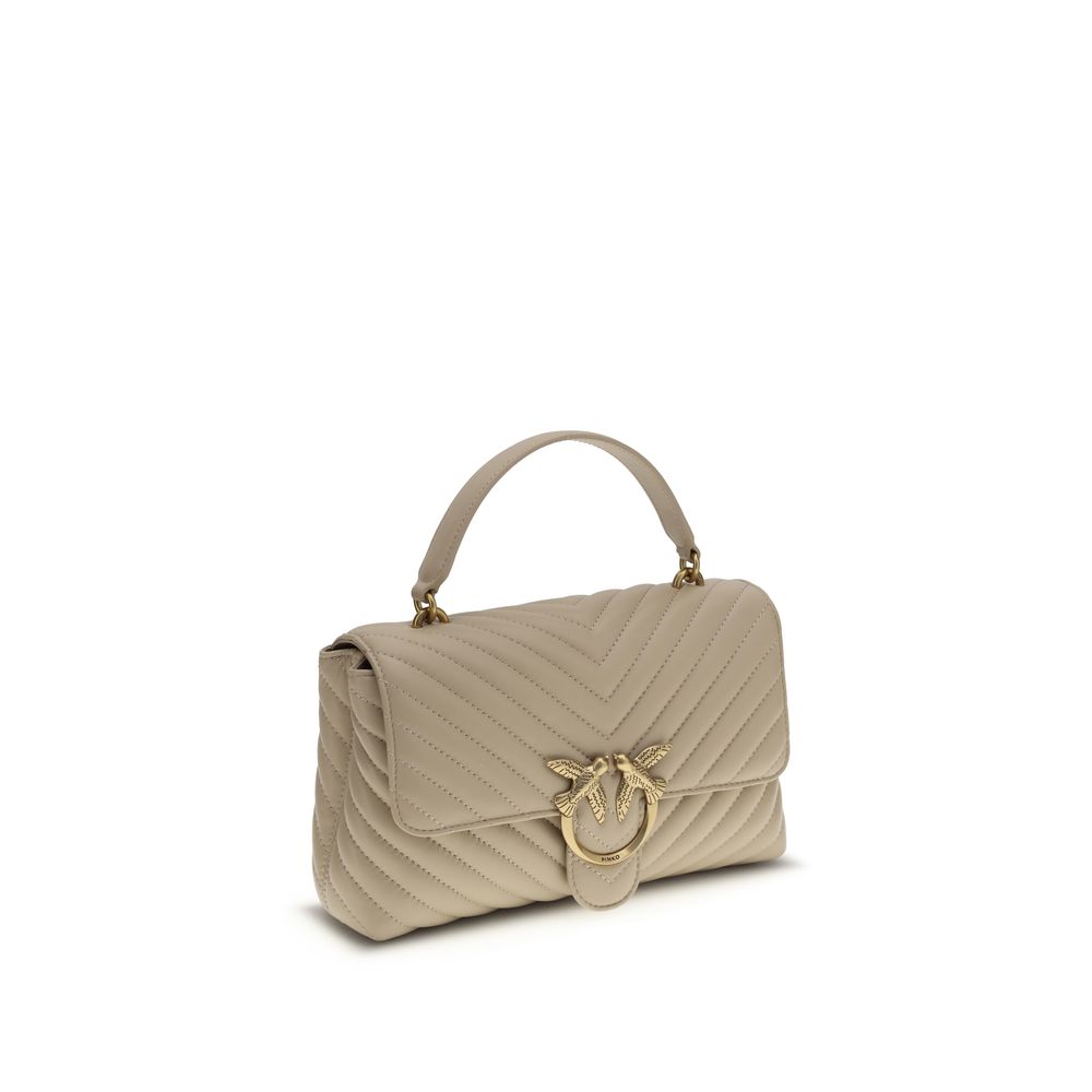 Pinko Mini Love Chevron Shoulder Bag Beige Quilted Leather