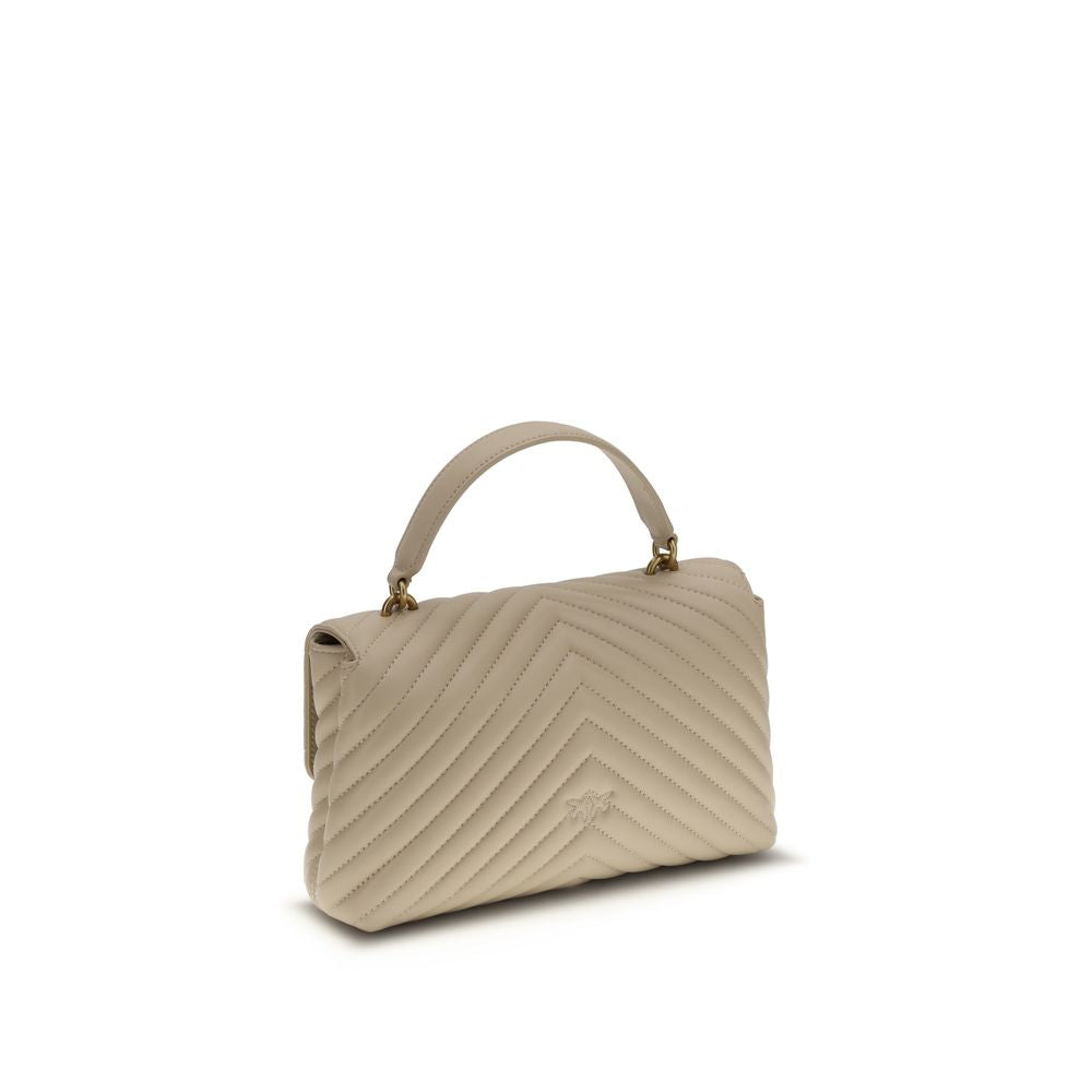 Pinko Mini Love Chevron Shoulder Bag Beige Quilted Leather