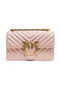 Pinko Mini Love Chevron Shoulder Bag Blush Pink Quilted Leather