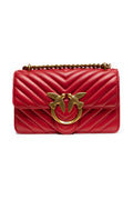 Pinko Mini Love Chevron Shoulder Bag Red Quilted Leather