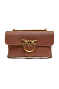 Pinko Love One Soft Shoulder Bag Brown Leather