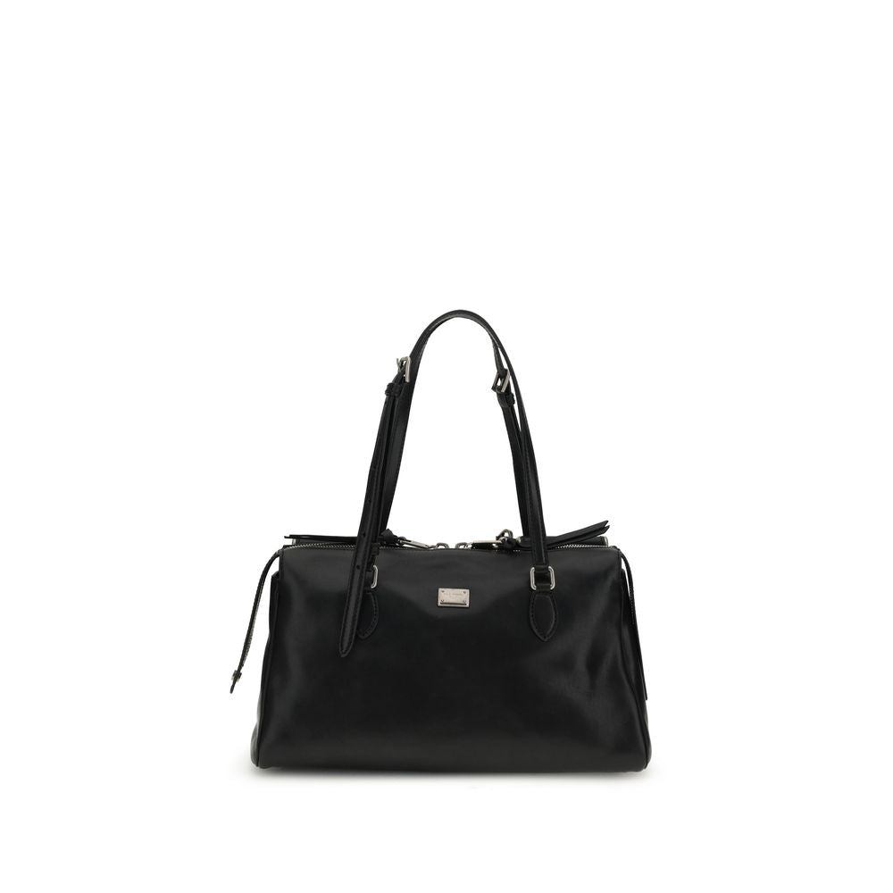 Dolce & Gabbana Vittoria Leather Shoulder Bag in Black