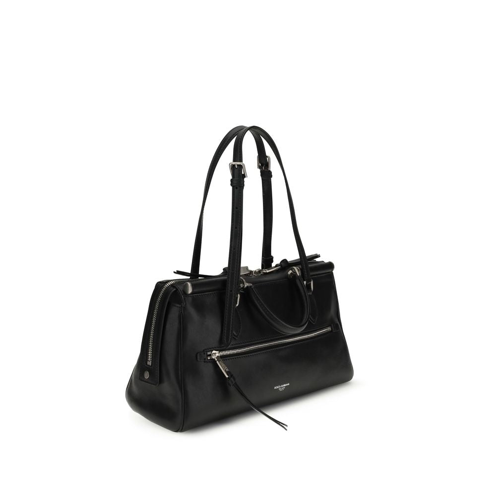 Dolce & Gabbana Vittoria Leather Shoulder Bag in Black