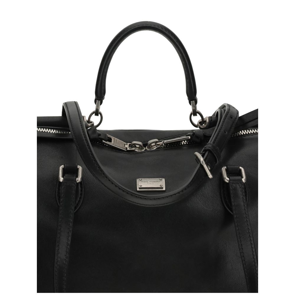 Dolce & Gabbana Vittoria Leather Shoulder Bag in Black