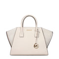 Michael Kors Avril Large Leather and Suede Satchel Light Cream