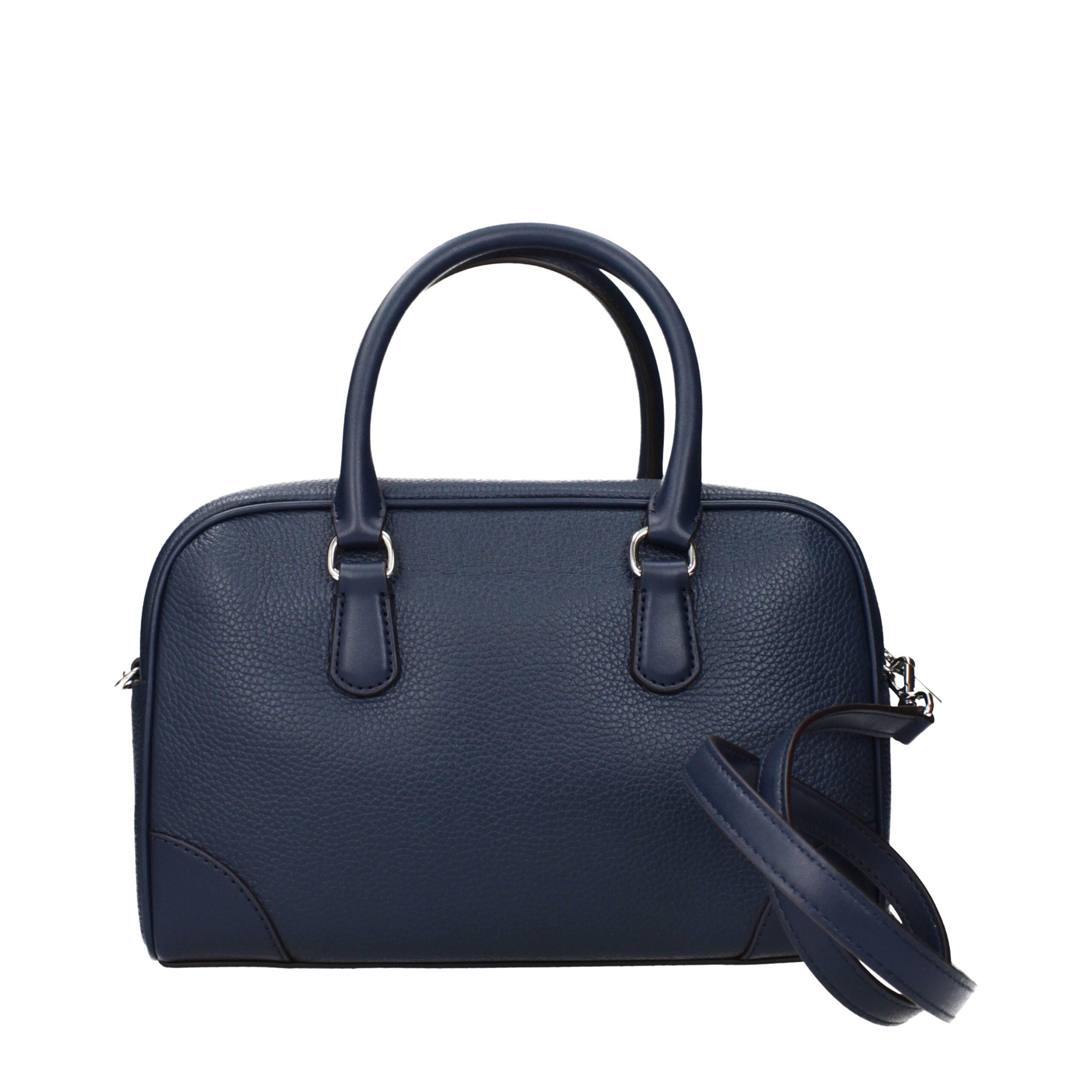 Michael Kors Emilia Small Pebbled Leather Satchel Navy