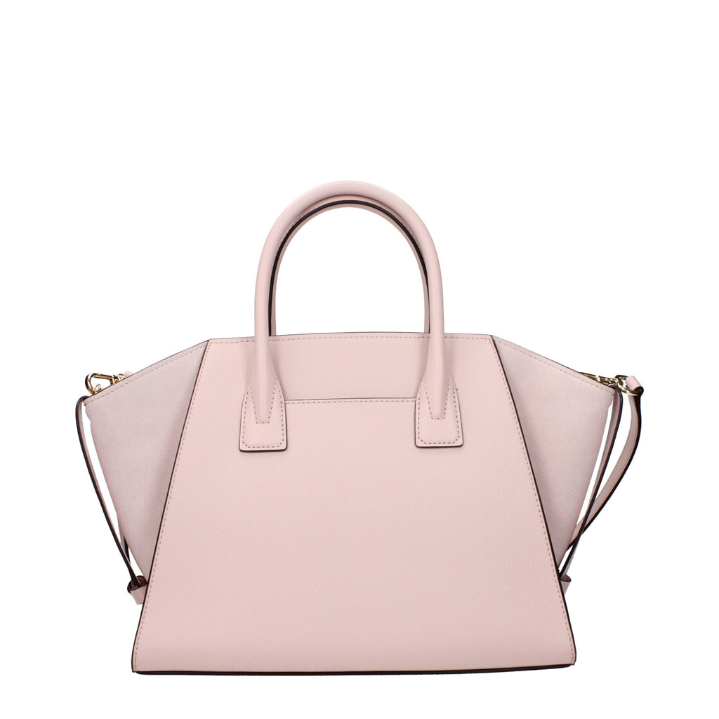 Michael Kors Avril Large Leather and Suede Satchel Powder Blush