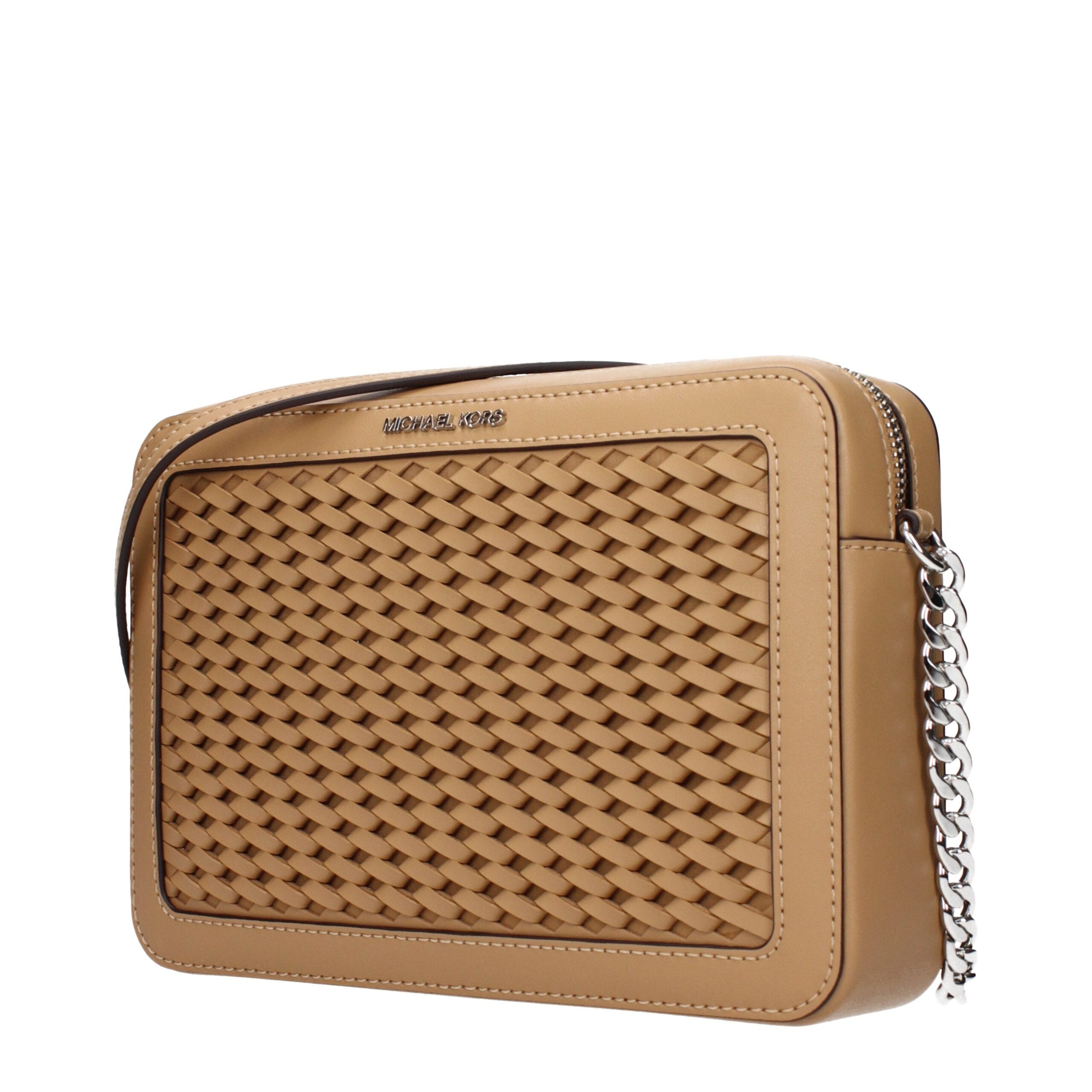 Michael Kors Jet Set Large Woven Crossbody Bag Peanut