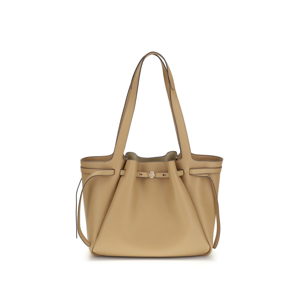 Tory Burch Romy Tote Bag Pebbled Leather Beige