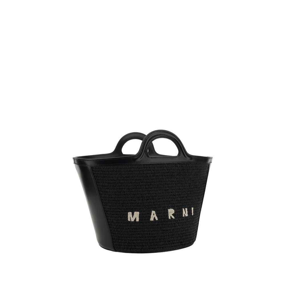 Marni Tropicalia Raffia Bucket Bag in Black