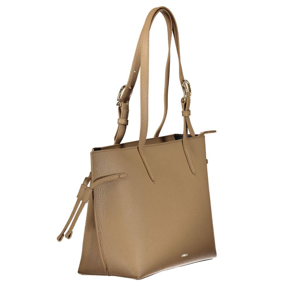 Furla Ava Large Leather Tote Bag in Marrone
