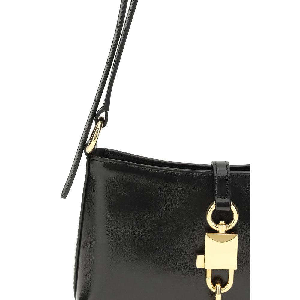 dolce and gabbana black leather mini shoulder bag vintage brass hardware